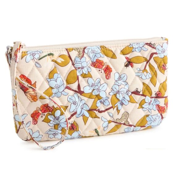 New Vera Bradley Essential Floral Wrislet in Cotton Ivory Blue Green E20 - Picture 1 of 6